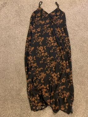 a new day Black Slip Dress with Brown Floral Print